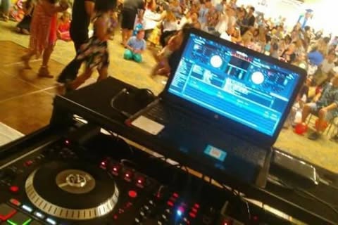 View from DJ Sio's DJ booth at a crowded event