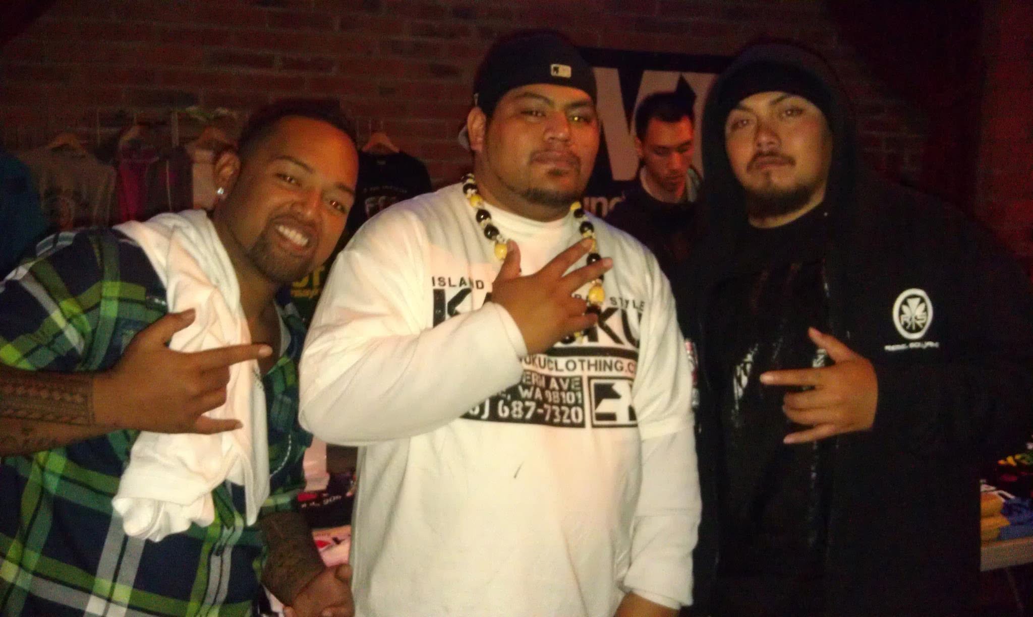 DJ Sio with friends at an island-style event